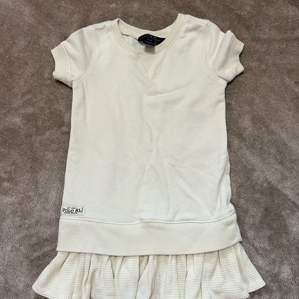 Polo Ralph Lauren Cream Dress with Ruffle Hem 4T